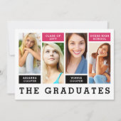 Modern Lines Sibling Graduation Announcement (Front)