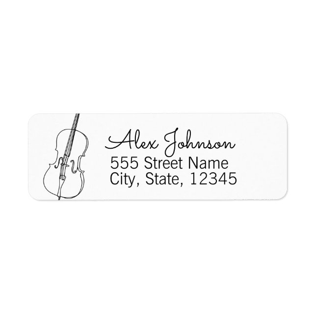 Modern Lines Violin Simple Classic Address  Label (Front)