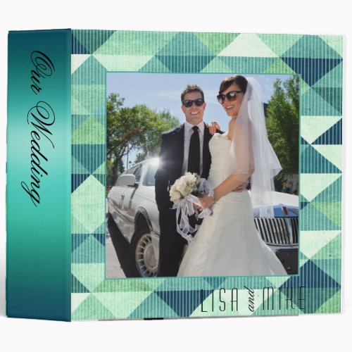 Modern Lines Wedding Photo Album teal 3 Ring Binder