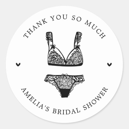 Modern Lingerie Bridal Shower Thank You Classic Ro Classic Round Sticker