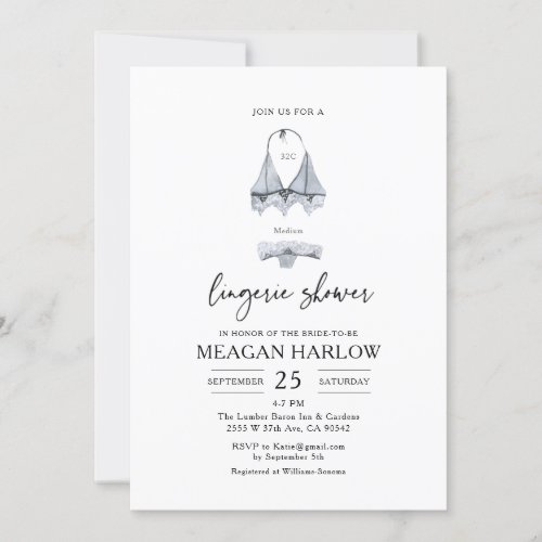 Modern Lingerie Panty Bridal Shower Invitation