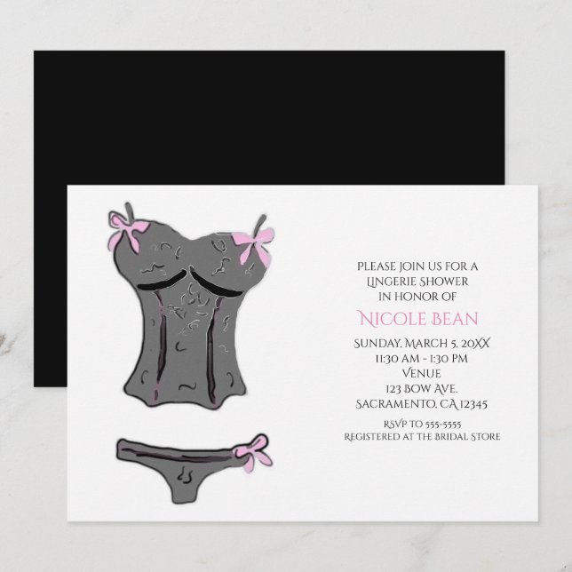Modern Lingerie Shower Engagement Invitations (Front/Back)