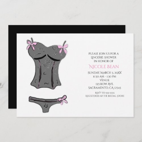 Modern Lingerie Shower Engagement Invitations