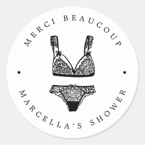 Modern Lingerie Shower Thank You Classic Round Sticker