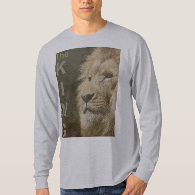 Modern Lion Head Animal Template Mens Grey T-Shirt (Front)