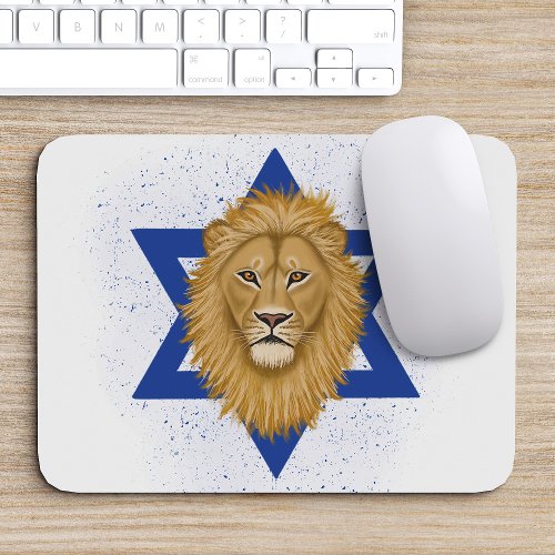 Modern Lion of Judah  Star of David Mouse Pad
