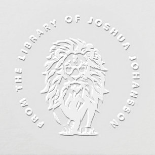 Modern Lion Wearing Glasses Custom Library Book Embosser