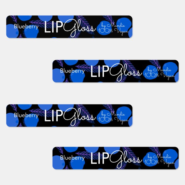 Modern Lip Gloss Blueberry Branding Packaging   Labels (Group)