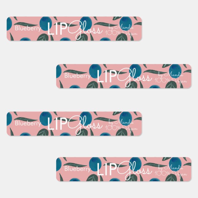 Modern Lip Gloss Blueberry Branding Packaging Pink Labels (Group)