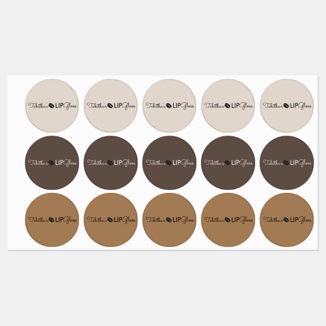 Modern Lip Gloss Coffee Branding Packaging Labels (Sheet)