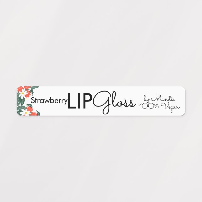 Modern Lip Gloss Strawberry Branding Packaging   Labels (Design 1)