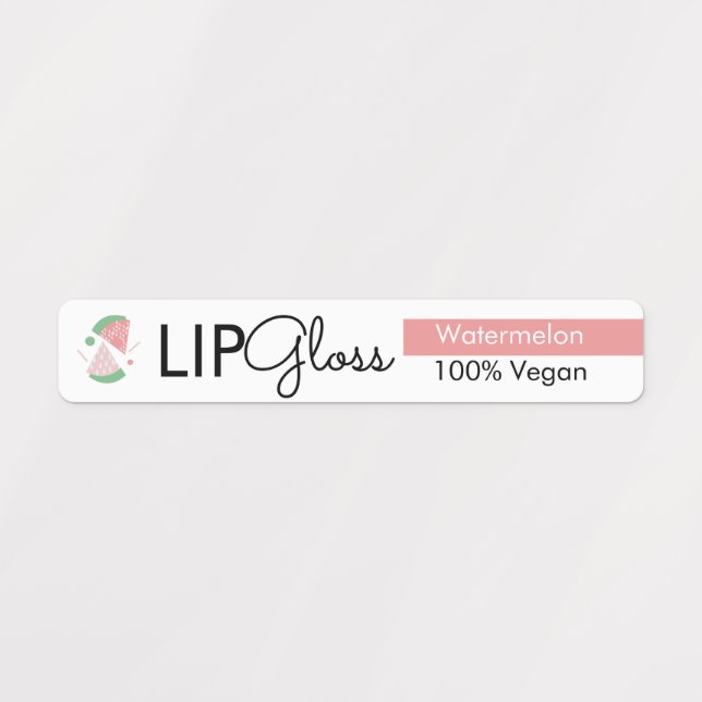 Modern Lip Gloss Watermelon Branding Packaging    Labels (Design 1)