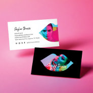 Modern Lip Photo Frame Trendy Makeup Artist Black Business Card at Zazzle