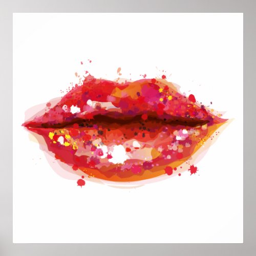 Modern lips colorful makeup artist Beauty salon Poster