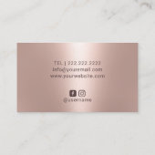 Modern Lips Salon Blush Rose Gold Makeup Artist Business Card (Back)