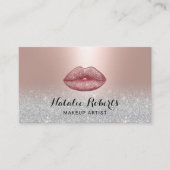 Modern Lips Salon Blush Rose Gold Makeup Artist Business Card (Front)
