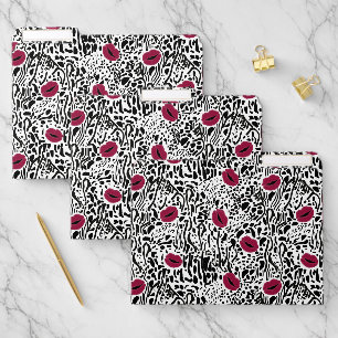 Modern Lipstick Lips B&W Pattern File Folder