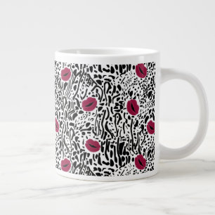 Modern Lipstick Lips B&W Pattern Giant Coffee Mug