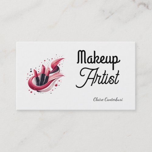 Modern Lipstick Swoosh Makeup Artist Business Card
