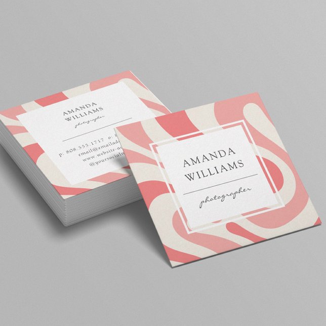 Modern Liquid Abstract Soft Coral Square Business Card (Creator Uploaded)