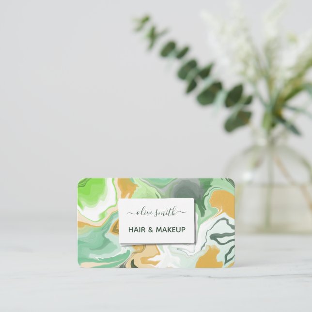 Modern Liquid Art Acrylic Business Card – Vibrant  (Standing Front)