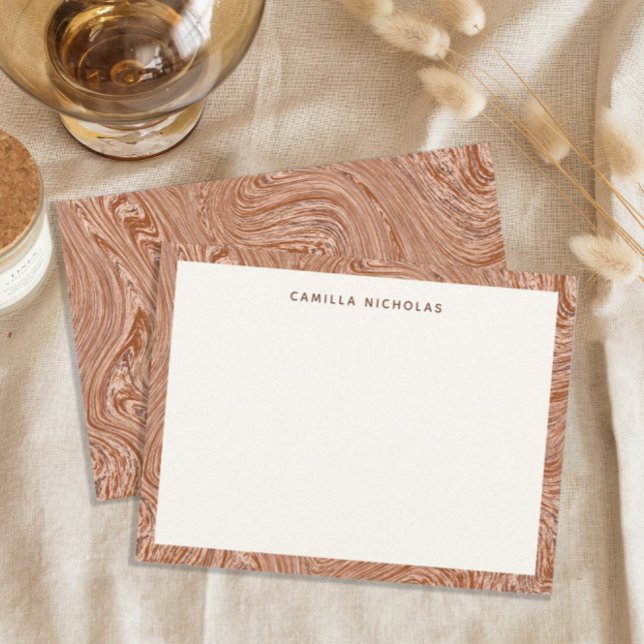 Modern Liquid Copper Marble Texture Note Card (Creator Uploaded)