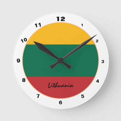 Modern Lithuanian Flag  Lithuania trendy  design Round Clock