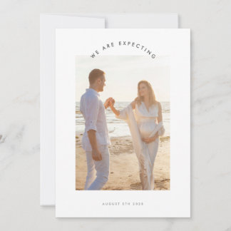 modern little arch photo collage pregnancy announcement