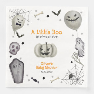 Modern Little Boo Ghost Boy Baby Shower Paper Dinner Napkins