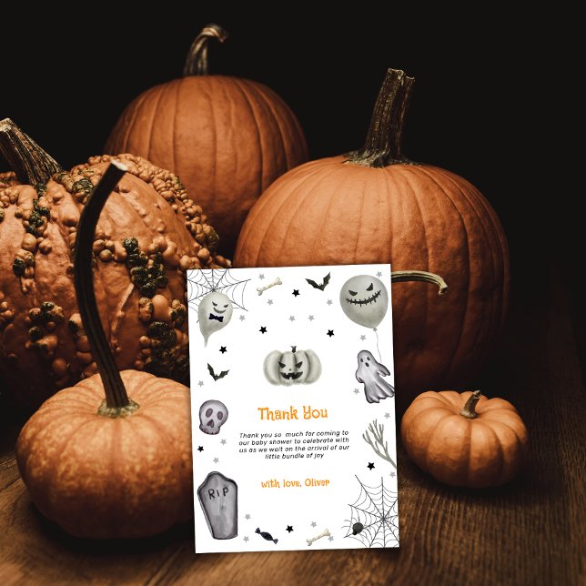 Modern Little Boo Ghost Boy Baby Shower  Thank You Card (Modern Little Boo Ghost Boy Baby Shower Thank You Card)