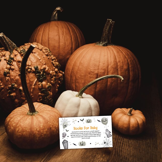 Modern Little Boo Ghost Boy Books For Baby Shower  Enclosure Card (Modern Little Boo Ghost Boy Books For Baby Shower Enclosure Card)