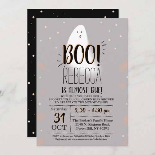 Modern Little Boo Halloween Baby Shower Invitation