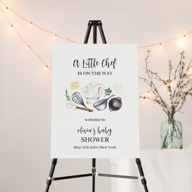 Modern Little Chef Baby Shower Welcome Sign (In Situ (Stand))