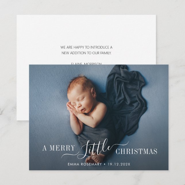 modern little christmas birth announcement card (Front/Back)