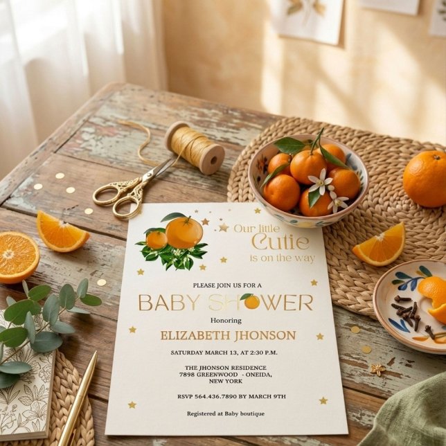  Modern Little cutie neutral baby shower Invitation (Creator Uploaded)