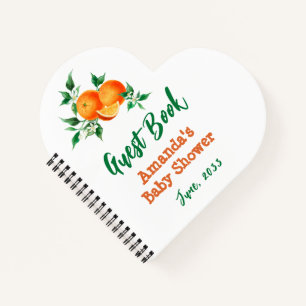 Modern Little Cutie Orange Baby Shower Guest Book
