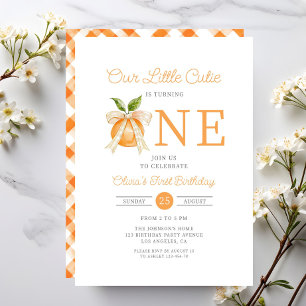 Modern Little Cutie Orange Citrus 1st Birthday Invitation