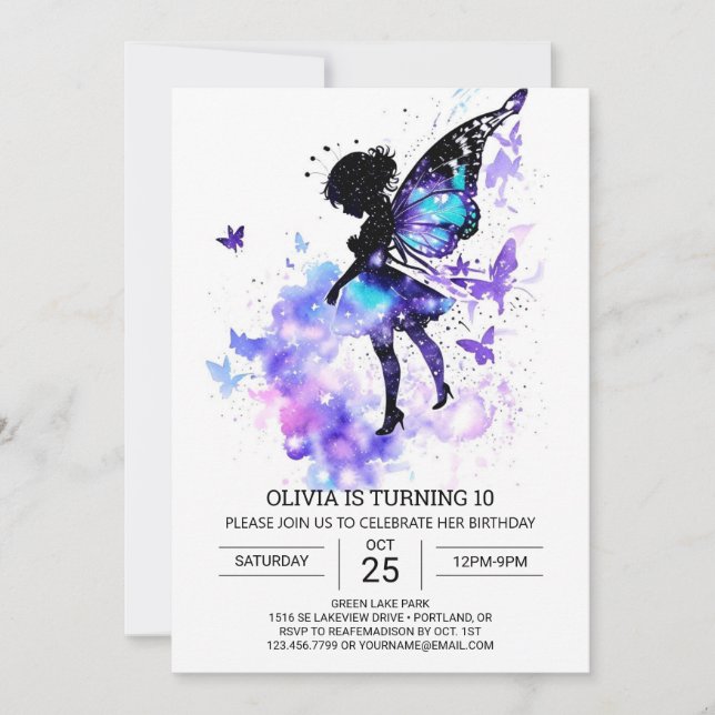 Modern Little Fairy Birthday Invitation (Front)
