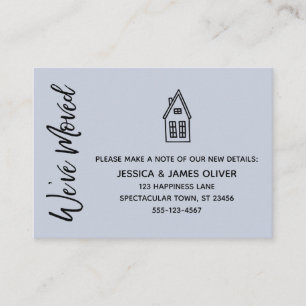 Modern, Little House "We've Moved" Dusty Blue Card