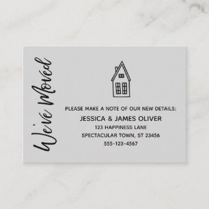 Modern, Little House "We've Moved" Light Gray Card