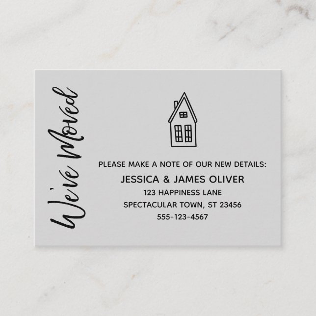 Modern, Little House "We've Moved" Light Gray Card (Front)