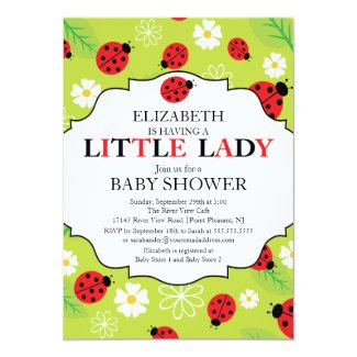 Modern Little Lady Red Ladybug Baby Shower Card