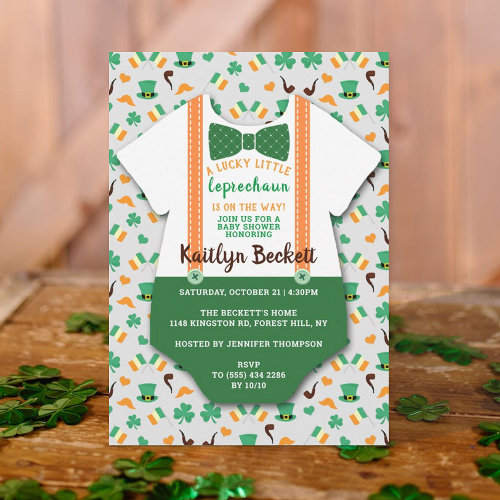 Modern "Little Leprechaun" Boys Baby Shower Invitation