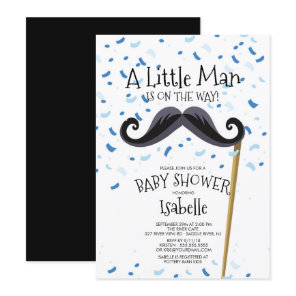 Modern  Little Man Mustache Baby Shower Invitation