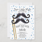 Modern  Little Men Mustache Twins Baby Shower Invitation (Front)