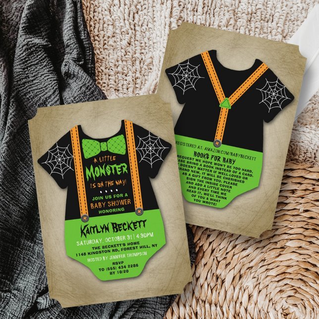 Modern "Little Monster" Boys Halloween Baby Shower Invitation (Creator Uploaded)