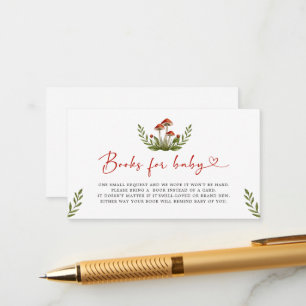 Modern Little Mushroom Baby Shower Books for baby Enclosure Card