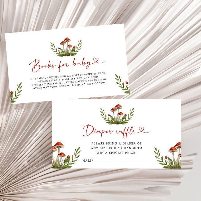 Modern Little Mushroom Baby Shower Diaper Raffle Enclosure Card (Creator Uploaded)