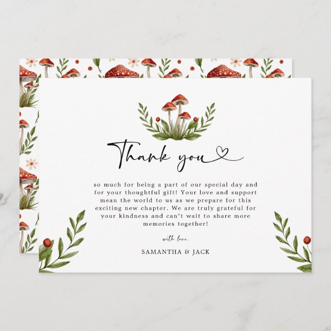 Modern Little Mushroom Baby Shower Thank You (Front/Back)