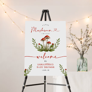 Modern  Little Mushroom Baby Shower Welcome Sign